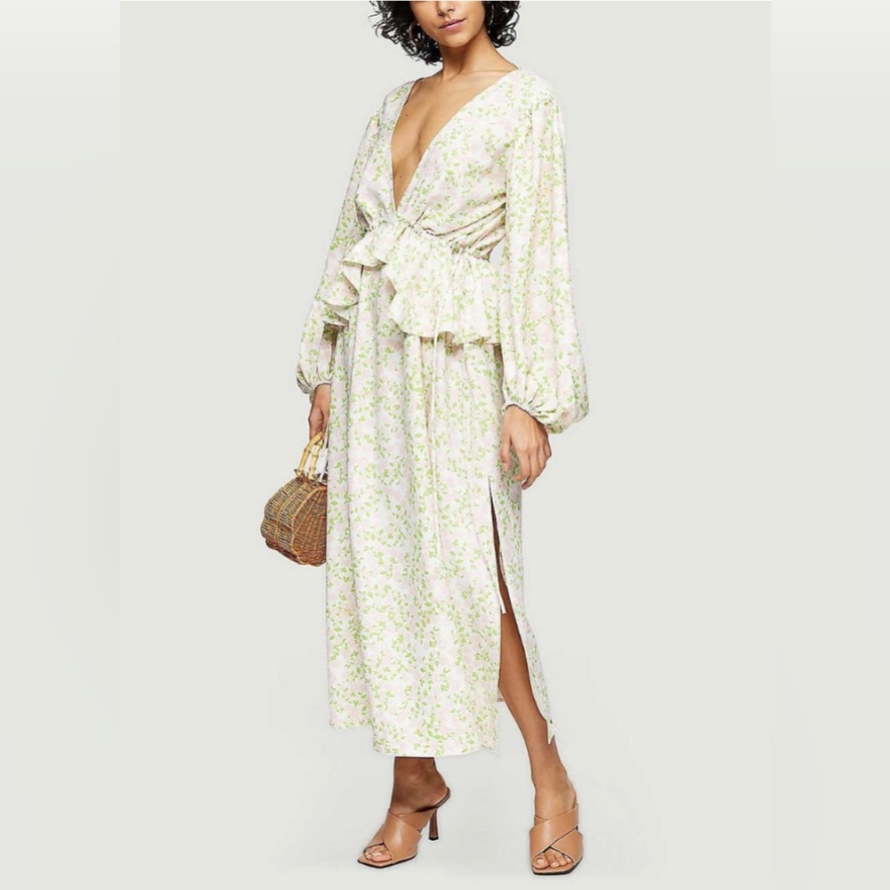 Topshop floral dress with peplum top